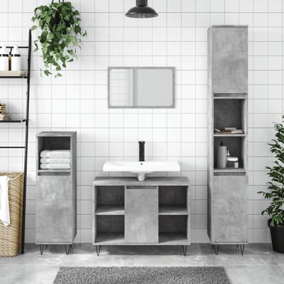 vidaXL - Badkamerkast - 30x30x100 - cm - bewerkt - hout - betongrijs