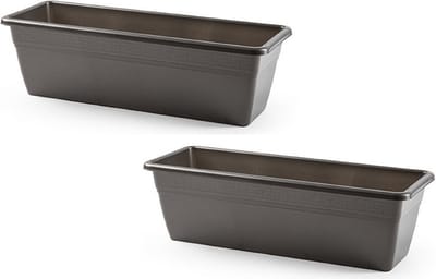 PlasticForte Plantenbak - 2x stuks - antraciet grijs - rechthoekig - 50 x 17 x 15 cm - bloembak