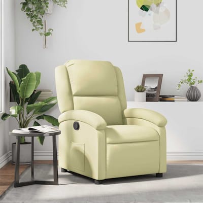 vidaXL - Fauteuil - echt - leer - crèmekleurig