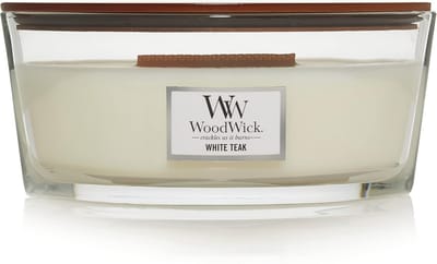 Ellipse-geurkaars met knapperende lont - White Teak - 50 uur brandtijd