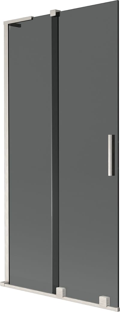 Mexen Velar L badwand met 2 schuifdeuren 90 x 150 , grafiet, geborsteld nikkel - 896-090-003-41-97