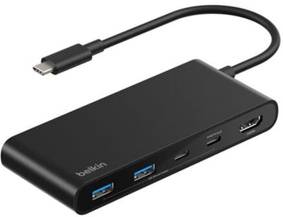 Belkin Connect 7-in-1 USB-C Hub – 4K 60Hz HDMI – 100W Power Delivery – 2x USB-C, 2x USB-A, SD en microSD – Zwart
