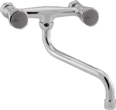 Venlo Nimbus II Messing Eco wandkraan - Met onderuitloop - 15 cm hartafstand - Zonder koppelingen en rozetten - Chroom