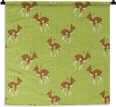 Wandkleed - Wanddoek - Patronen - Hert - Stippen - 180x180 cm - Wandtapijt