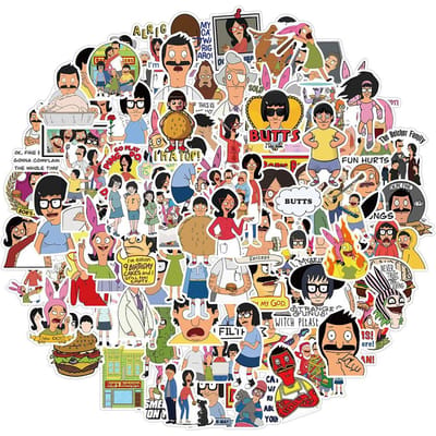 100 stuks Bob's Burgers Vinyl Waterdichte Stickers voor Laptop Bumper Skateboard