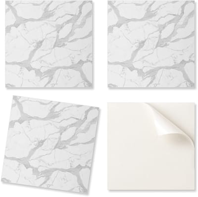 Zelfklevende vinyl wandtegels voor binnen, marmerpatroon met aderen, 20x20x20 cm