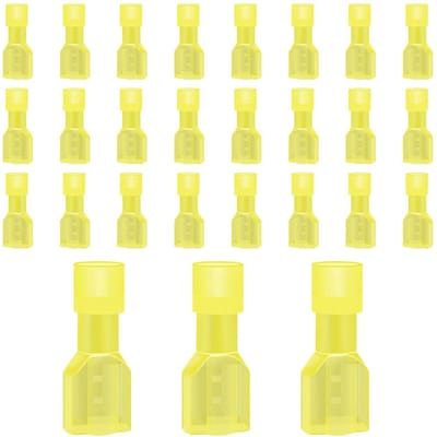Geïsoleerde Kabelschoenen - Steekverbindingen Plat - Kabelverbindingen Maken - Halfdoorzichtig Schaalontwerp - 60 Stuks - Geel