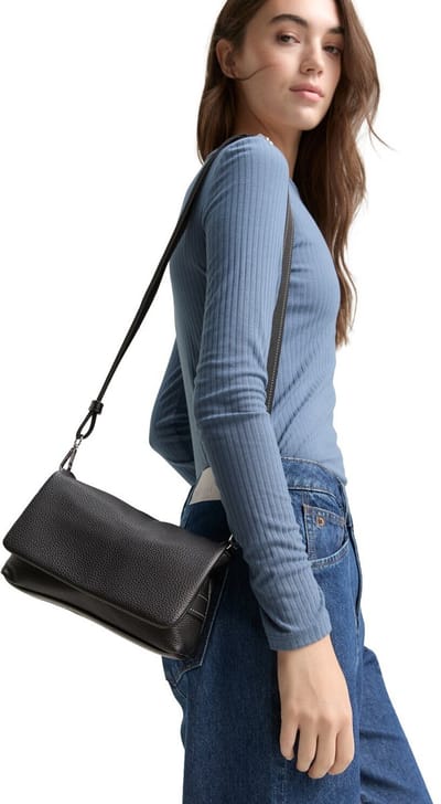 TOM TAILOR schoudertas Marlow Flap Bag No Zip Black zwart