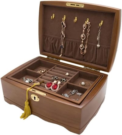 Sieradendoos - Opberger - Sieraden organiseren - Tweedelig design - 26x18x10cm - Rustiek Hout