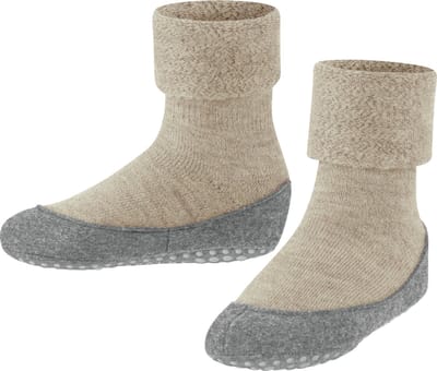 FALKE Cosyshoe Minis Noppen op de zool wol huissokken kinderen beige - maat 21-22