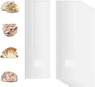 10 Stuks Kweekzakken voor Mycologie, Doorlatende Spons Substraatzakken 20x45cm voor Tuinplanten en Paddenstoelenkweek