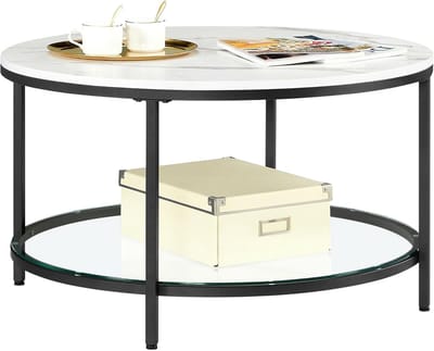 Moderne Salontafel Met Glazen Blad En Ruimte Voor Opberging