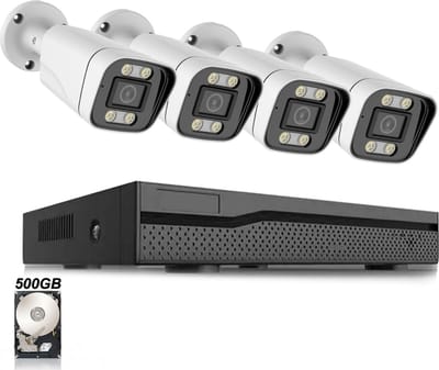 Teceye Compleet Camera Beveiliging Set met 4x POE Camera - Beveiligingscamera - Beveiligingscamera binnen - Beveiligingscamera buiten - CCTV Camera systeem - Beveiligingscamera set - Bewakingscamera set