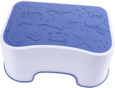 Voetenbank Toilet - Opstapje Badkamer - Comfortabel Zitten - Gehumaniseerd Ontwerp - 38x16x26 cm - Blauw