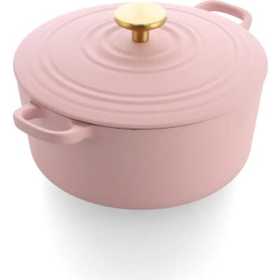 BK Bourgogne Braadpan 24cm - 4.2l - Zonder PFAS-vrije antikleeflaag - Braadpan inductie - Ovenbestendig tot 230°C - Geëmailleerde gietijzer - Blush Pink