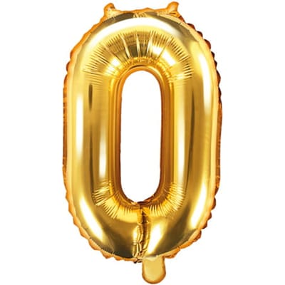 Partydeco - Folieballon nummer 0 Goud 35 cm