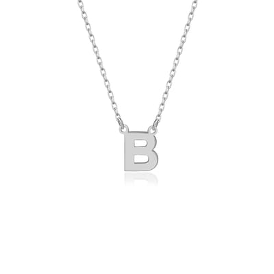 Letter B Initial Ketting Zilver (925 sterling) Trendy Minimalistisch Combi Bedel Zilverkleurig Dames Meisje | Cadeau Voor Vrouw