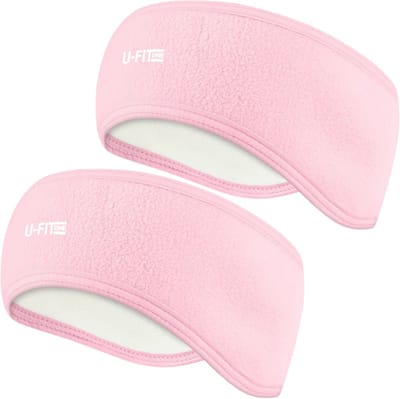 U Fit One 2 Stuks Fleece Hoofdband Oorwarmers - Winter Oorkappen - Sporthoofdband - Roze - One Size