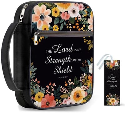 Dailygoods- Bijbelhoes met handvat 30,5 x 22 cm - Draagtas met ritssluiting - Zwarte bijbelhoes - Beschermend met zak - Bladwijzers voor bijbelnotities - Bijbeltas