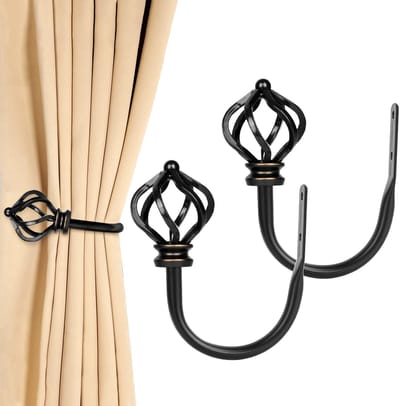 Dailygoods- Gordijnhouders U-vormig - Wandbevestiging - 2 Stuks - Hoogwaardig Metaal - Robuust en Duurzaam - Geschikt voor Gordijnen en Haken - Gordijnhaken