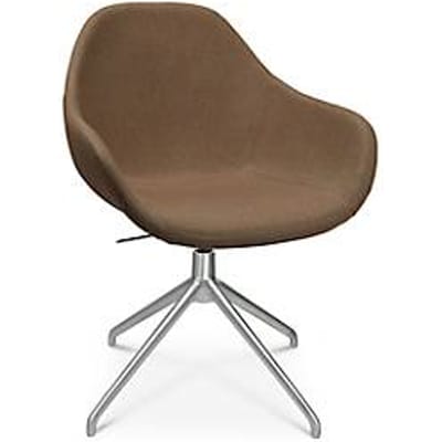 Vergaderstoel Topstar Sitness Life 2.0, draaibaar/zitting in hoogte verstelbaar, armleuningen, B 450 x D 390 x H 440-470 mm, 4-poots onderstel, mat aluminium & stof, h.bruin