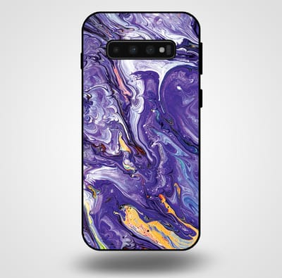 Smartphonica Telefoonhoesje voor Samsung Galaxy S10 Plus met marmer opdruk - TPU backcover case marble design - Goud Paars geschikt voor Samsung Galaxy S10 Plus