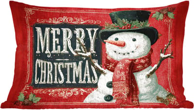 Sierkussens - Kussentjes Woonkamer - 60x40 cm - Klassiek - Kerstgroet - Sneeuwpop - Rood