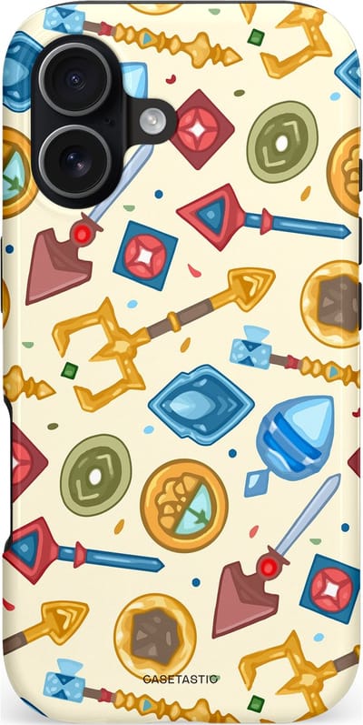 Casetastic hoesje geschikt voor Apple iPhone 17 - MagSafe - Dubbellaagse bescherming - Magische Juwelen - Fashion Case - Crème Goud Lichtblauw