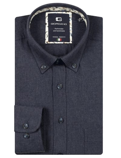 Giordano overhemd donkerblauw buttom down