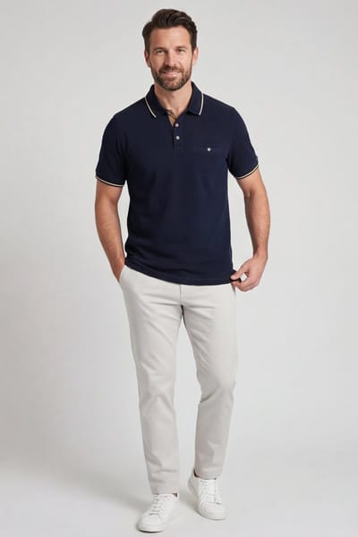 Baileys Polo heren Blauw Poloshirt 2-tone Oxford Pique 615205/60