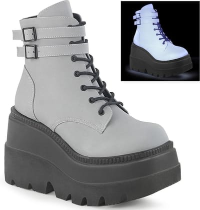 DemoniaCult - SHAKER-52 Plateau Laarzen - US 7 - 37 Shoes - Grijs/Zwart