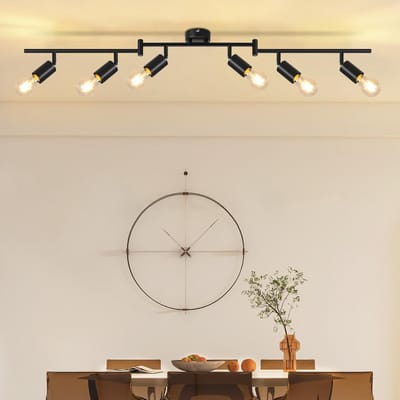 Glitzerlife - Plafondspot Plafondlamp - 1xE27 fitting - Draaibaar 350° - Vintage opbouwspot metaal Zwart - Industriële stijl - Ø94,5cm - Voor keuken hal woonkamer slaapkamer