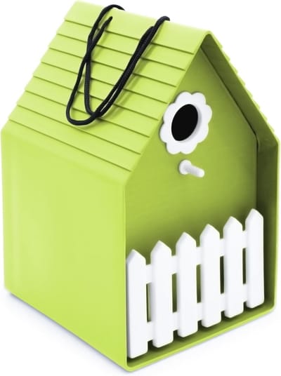 Vogelhuisje kunststof 20 x 15 cm - groen - Vogelnestkast met zitstang voor tuindecoratie