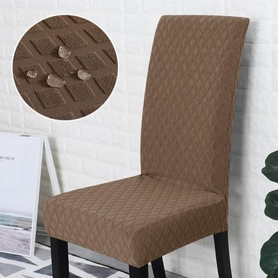 Housse de chaise tricotée de couleur unie, housse de siège élastique pour Restaurant familial café Sarung Kerusi Meja Makan pour chaises de cuisine hôtel 1-Pcs chameau