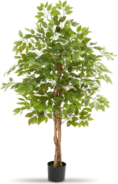tectake® Kunstmatige Ficusboom - Natuurgetrouwe Kunstplant met Realistische Bladeren en Stevige Bloempot - Onderhoudsvriendelijk en Veelzijdig - Hoogte: 160cm
