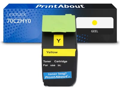 PrintAbout huismerk Toner 70C2HY0 (702HY) Geel Hoge capaciteit Geschikt voor Lexmark