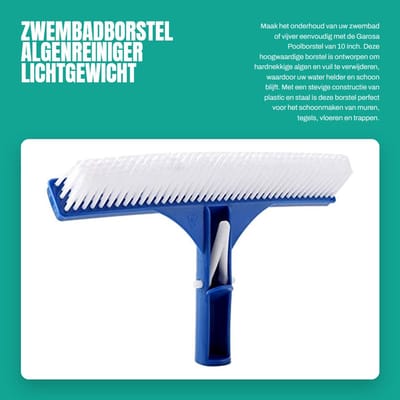 Dailygoods- Zwembadborstel 10 inch - Kunststof/Staal - Corrosiebestendig - Lichtgewicht - Hoogwaardige Reinigingsefficiëntie - Verstelbaar Handvat - Zwembadreiniger
