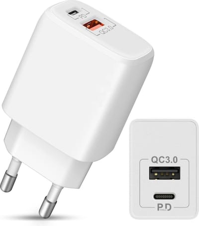 Usb stekker 2 poorten - Usb-C & usb-A adapter - Oplaadstekker met usb en usb C - Oplader 20w