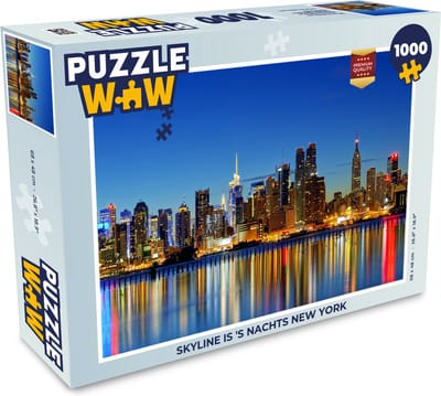 Puzzel Skyline is 's nachts New York - Legpuzzel - Puzzel 1000 stukjes volwassenen
