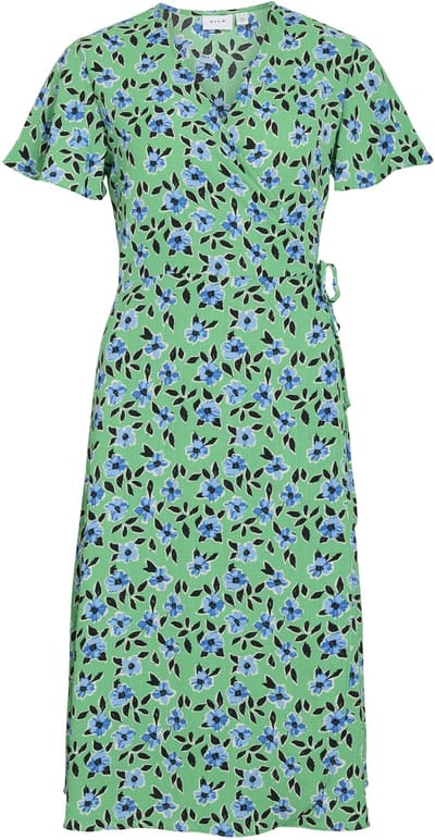 VILA - VILOVIE S/S WRAP MIDI DRESS - NOOS - Dames - Mini jurken