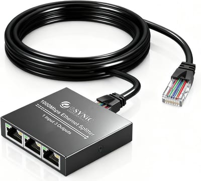 Gigabit Ethernet Splitter 1 In 3 Poorten met RJ45 Netwerkkabel en Type-C Stroomkabel 1000Mbps