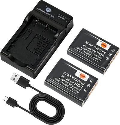 Camera Batterij Oplader Set - Accu Camera Kit - Fotograferen Onderweg - Ingebouwde Veiligheid - 2 Batterijen 1 Lader - Zwart