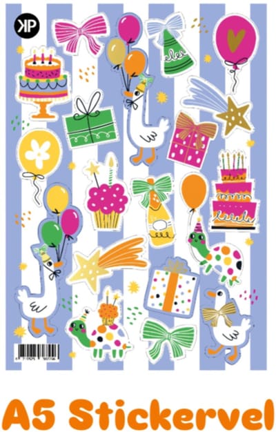 kinderstickers - leuk inpakken - sluitsticker - Stickervel A5 Party Time - stickers - kinderfeestje