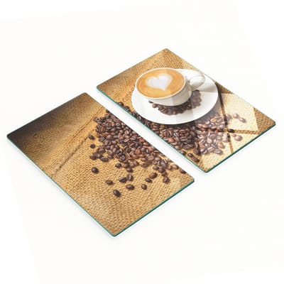 Duurzame en stijlvolle glazen snijplanken met latte-koffiebonenpatroon, 2x30x52 cm