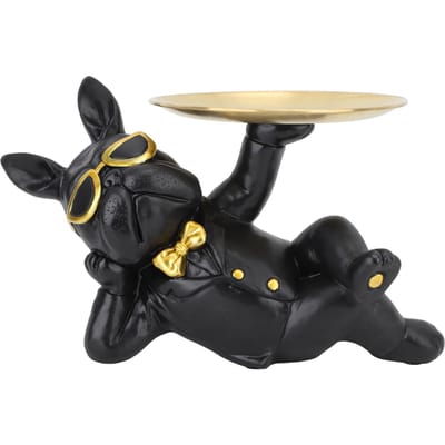 Bulldog Beeld Opbergbak Synthetische Hars Unieke Bulldog Bak Ornament voor Thuis Entree Winkel zwart
