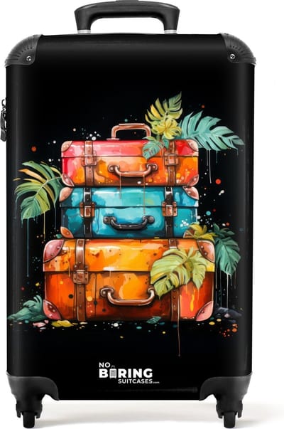 NoBoringSuitcases.com® - Handbagage koffer lichtgewicht - Reiskoffer trolley - Stapel koffers als street art - Rolkoffer met wieltjes - Past binnen 55x40x20 en 55x35x25