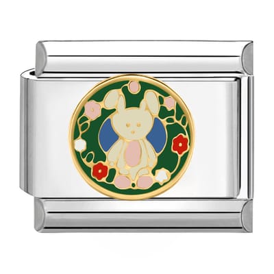 Quiges - Schakel - Bedel - 9mm - charms - Schattige Rubbit - Geschikt voor - armband - Schakelarmband - italy bedels armband