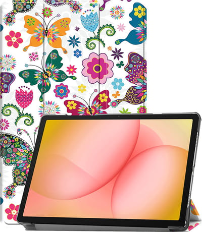 Hoesje - Geschikt voor Samsung Galaxy Tab A11 Plus - Dun & Stevig - Trifold Bookcase - Hard Cover - Hardcover Book Case - Tablet Hoes - Vlinders