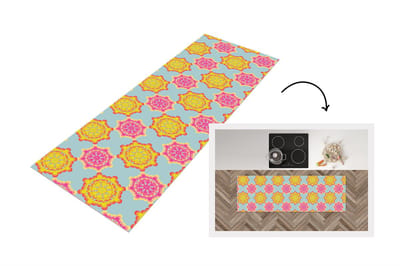 Keukenloper 150x50 cm - Keukenmat vinyl Flower Power - Design - Hippie - Keukenmatten loper - Keuken vloerkleed tapijt
