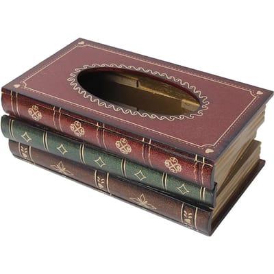 Porte-boîte à mouchoirs en bois vintage avec design en forme de livre, organisateur de papier toilette pour restaurant artistique et décoration intérieure black
